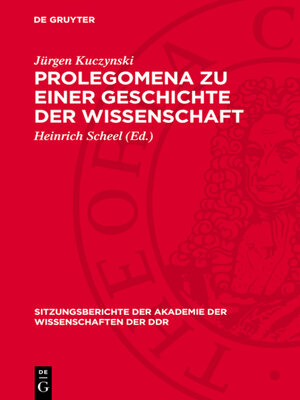 cover image of Prolegomena zu einer Geschichte der Wissenschaft